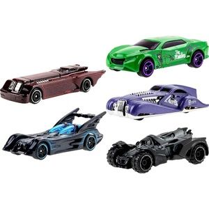 Hot Wheels BATMAN HDG89 Complete Set 5 Premium Arkham Knight Animated Batmobile